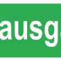 Nachleuchtendes Notausgang Schild, 30x15cm, grün/weiß.