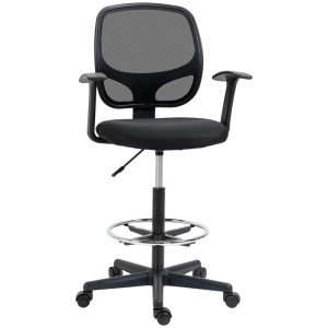 Vinsetto Standing Desk Chair Mesh(100% Polyester) Schaumstoff Stahl Nylon 64L x 57B x 132H cm Schwarz