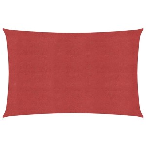 Rotes rechteckiges Sonnensegel aus HDPE-Gewebe für Garten und Terrasse.