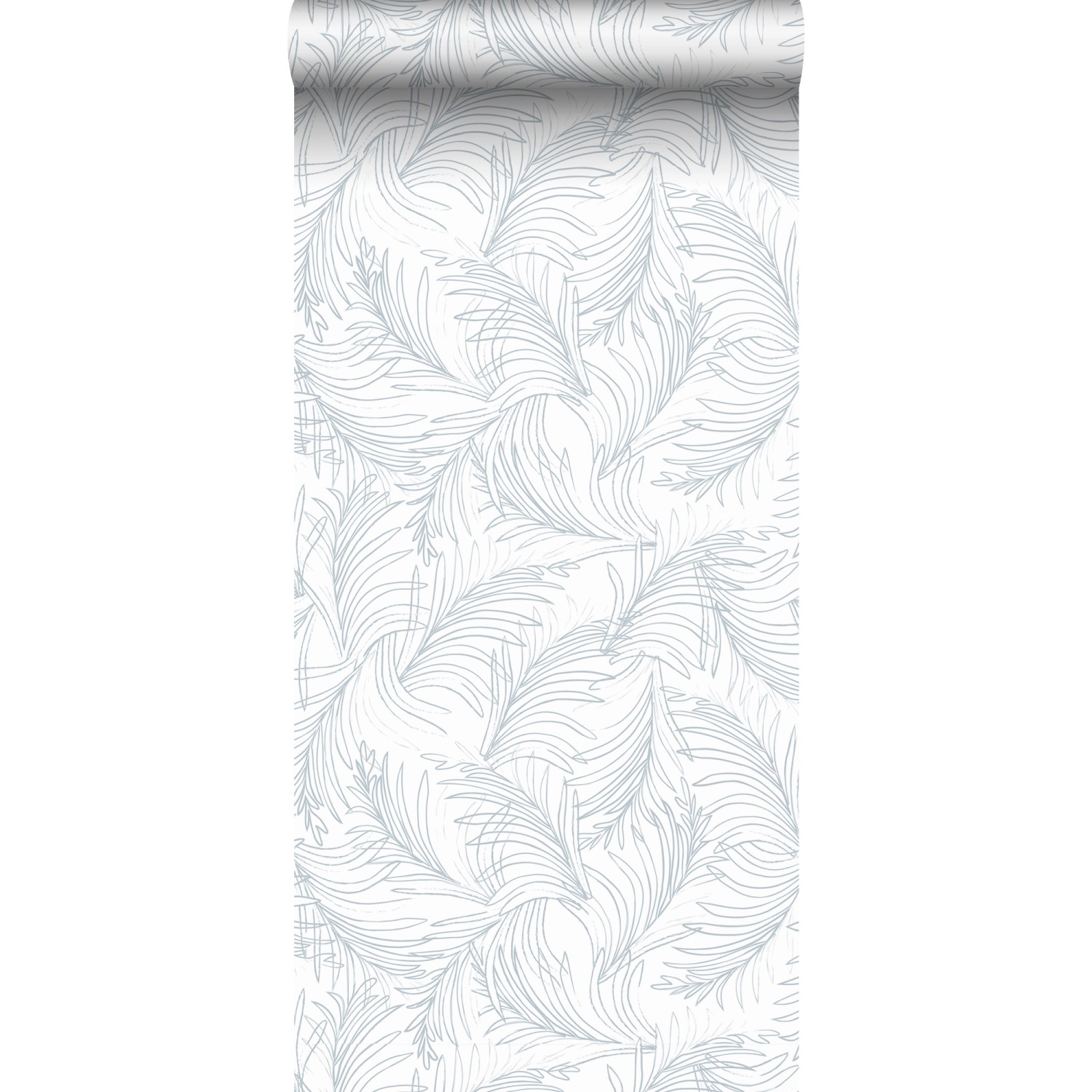 Sanders & Sanders Tapete Federn Graublau und Weiß 53 cm x 10 m günstig online kaufen