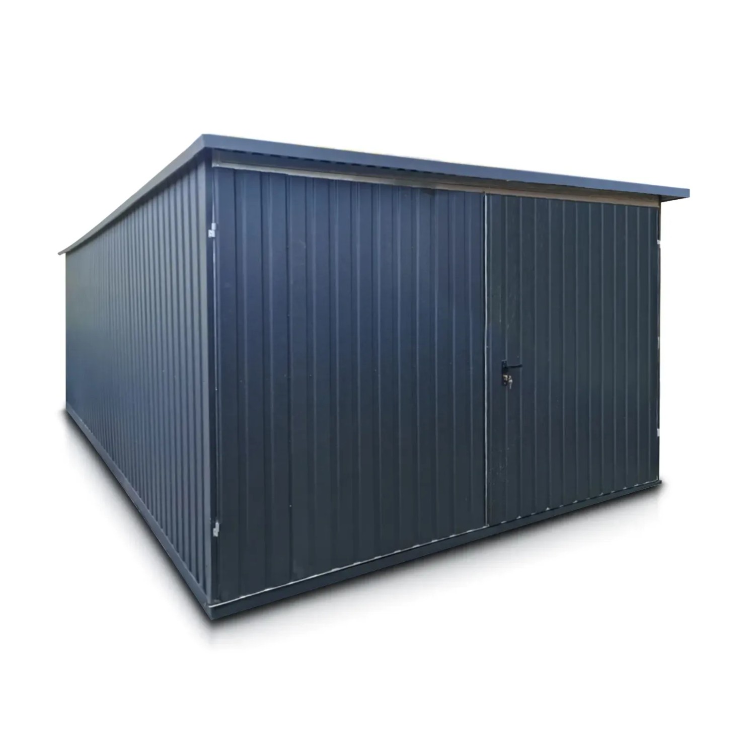 Liderstal Einzelgarage Standard aus Blech 300 x 500 cm Pultdach Doppelflügeltor Schwarz