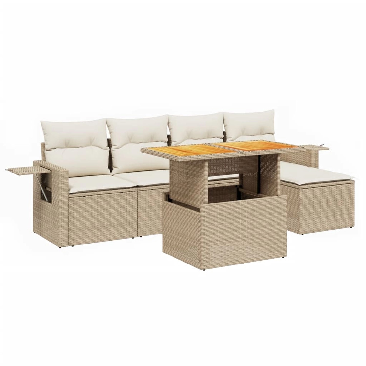 vidaXL 6-Tlg Garten-Sofagarnitur mit Kissen Beige Poly Rattan 3271730 günstig online kaufen