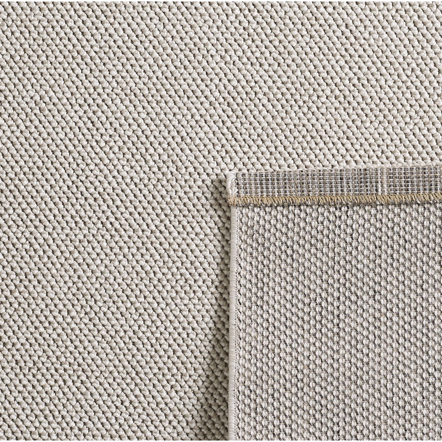 Ayyildiz Kurzflorteppich Loom 4300, creme, Detailansicht der Textur und des Teppichrückens.