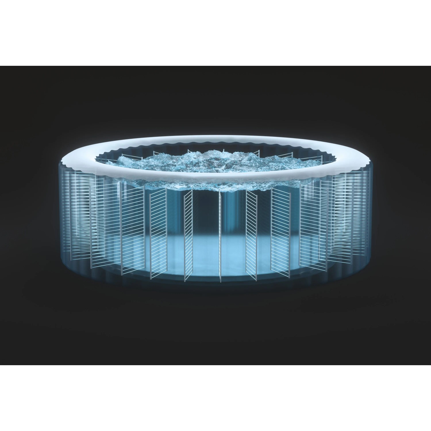 Intex PureSpa aufblasbarer Whirlpool für 8 Personen, gefüllt mit Wasser.