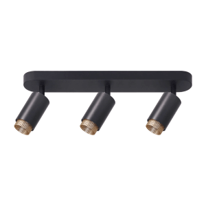 LUXULA LED Aufbauspot 3-Flammig GU10 Schwenkbar Design Deckenspot Deckenstrahler Akzentbeleuchtung Kontrast-Innenring Schwarz Gold