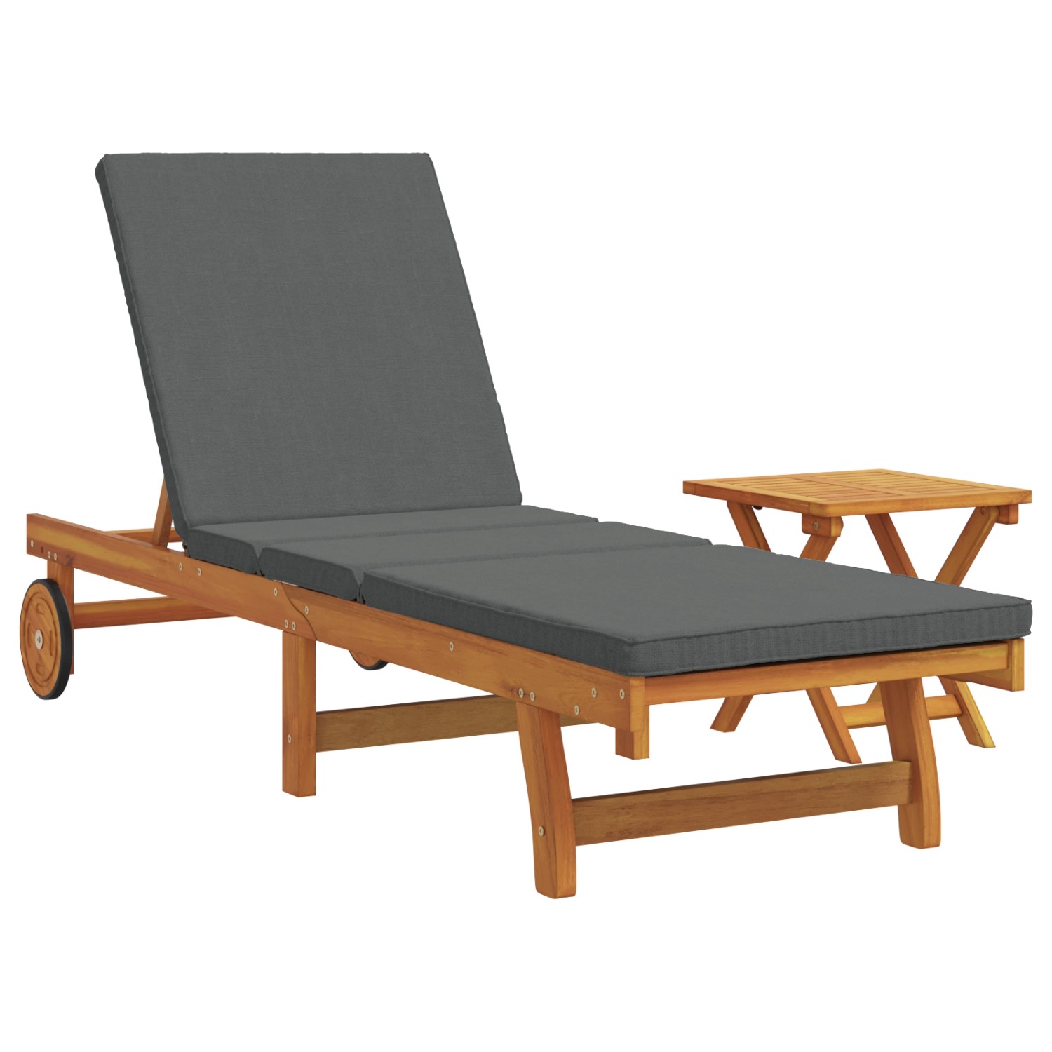 vidaXL Sonnenliege mit Rollen Tisch und Kissen Massivholz Akazie 3325201 günstig online kaufen