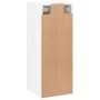Rückseite vidaXL Wandschrank Hochglanz-Weiß, Holzwerkstoff-Rückwand, Wandhalterungen sichtbar. Wohnzimmerschrank.