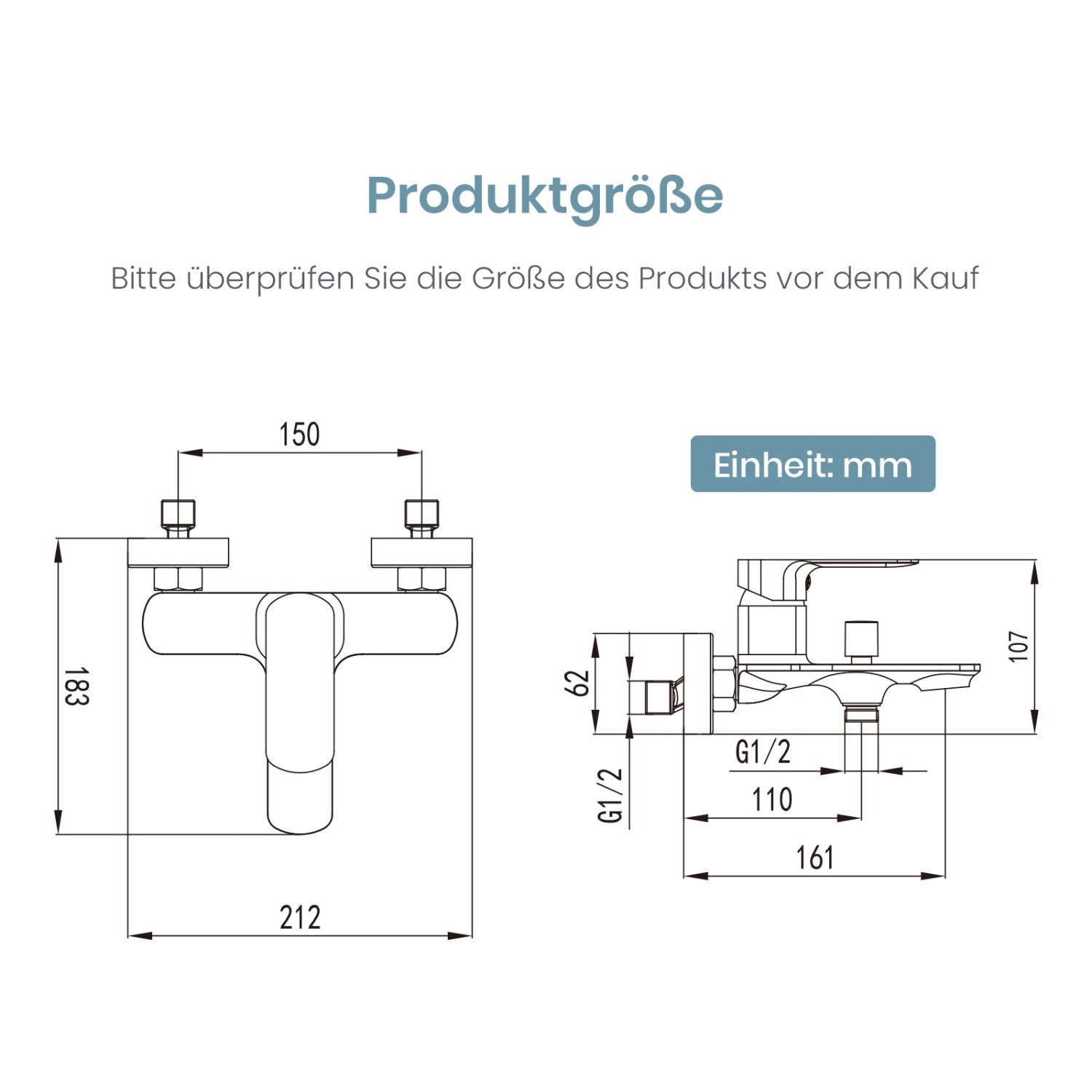 Emke Badarmatur für Badewannen Chrom mit Auslauf Wannenarmatur Einhebelmischer Brausebatterie_5