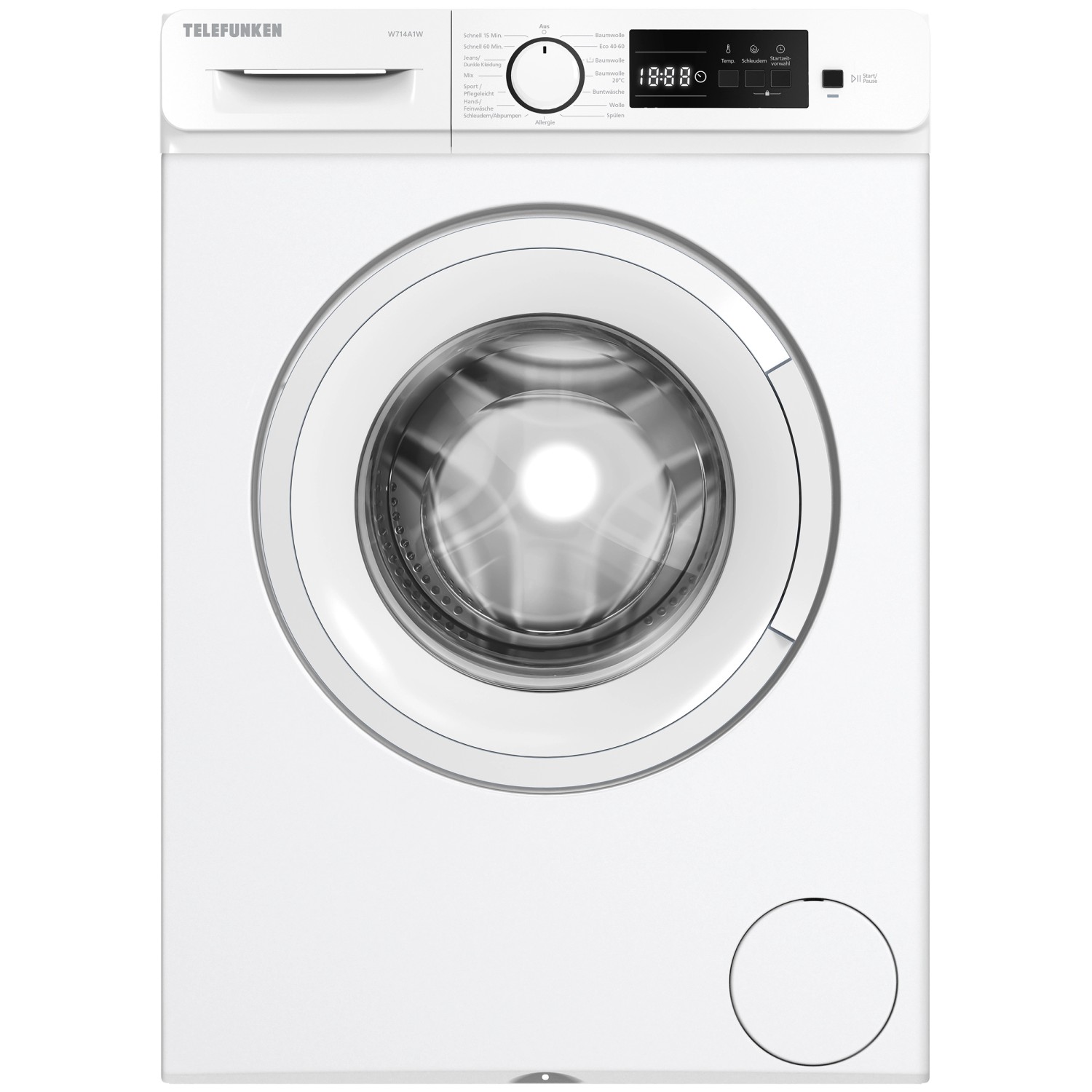 Thumbnail - Telefunken Waschmaschine 7kg Frontlader 1400 U/Min Inverter Motor Schontrommel 15 Programme Weiß W714A1W