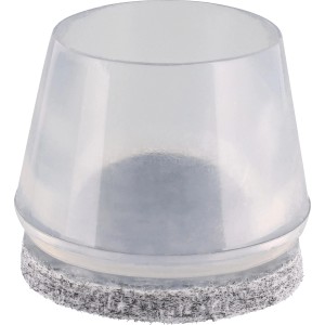 Wagner Kappen-Set, 4-teilig, transparent/grau, Ø 28-34mm. Möbelbeine für Stahlrohrmöbel mit Filzgleiter.