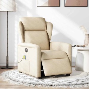 vidaXL Massagesessel Elektrisch Creme Stoff 3303132