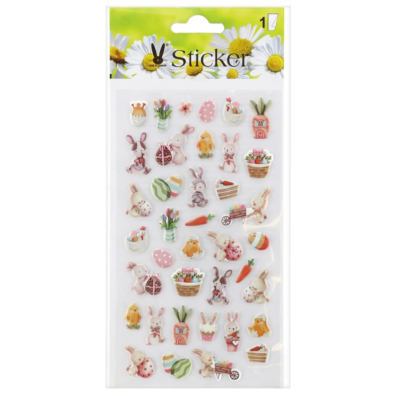 Osterdeko Stickers Puffy mit Hasen Bunt