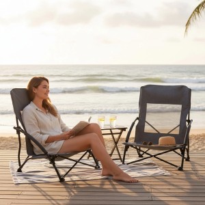 Relaxdays Strandstuhl 2er Set Metall Grau Faltbar 68 cm x 54 cm x 50 cm