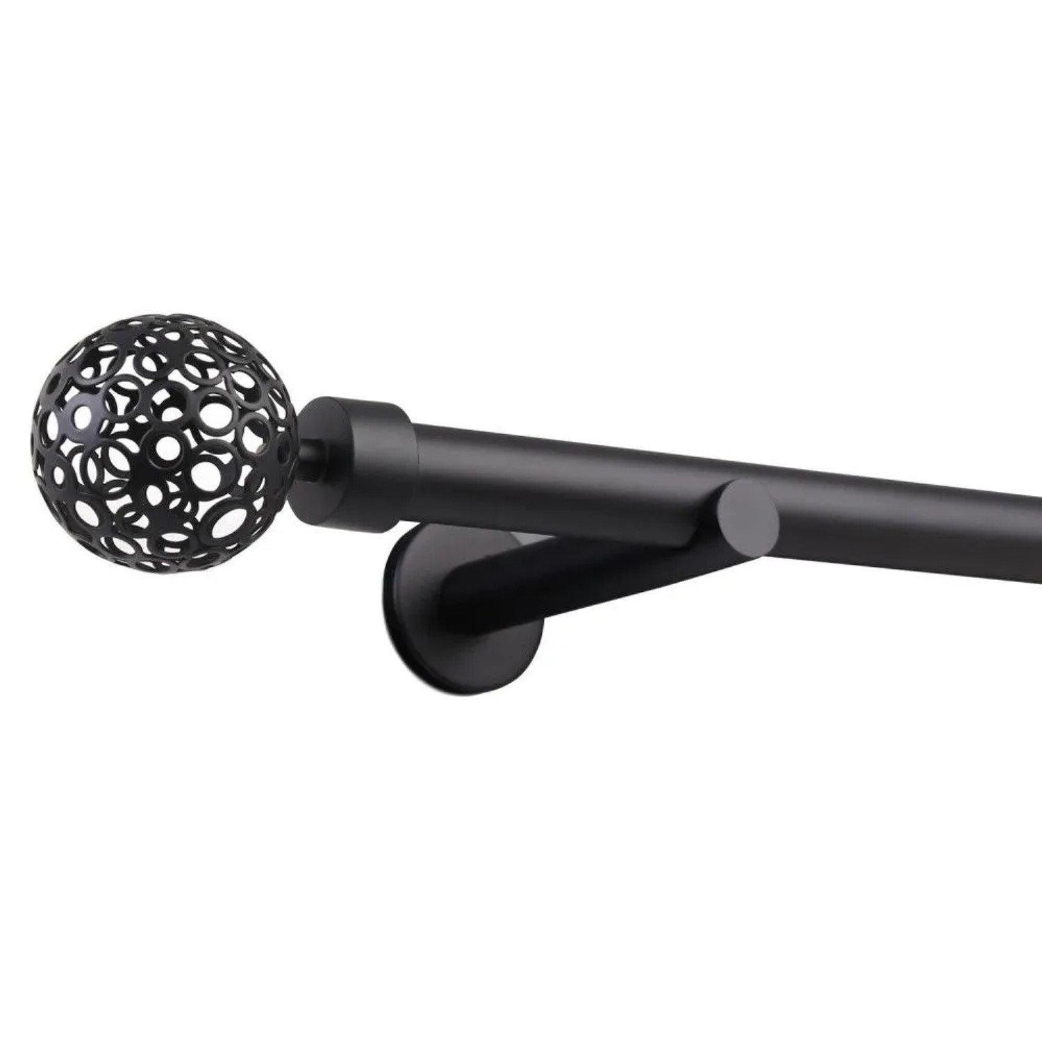 Deco-Raum Gardinenstange nach Maß 1-Lauf Kugel Ø 25mm Schwarz 140cm