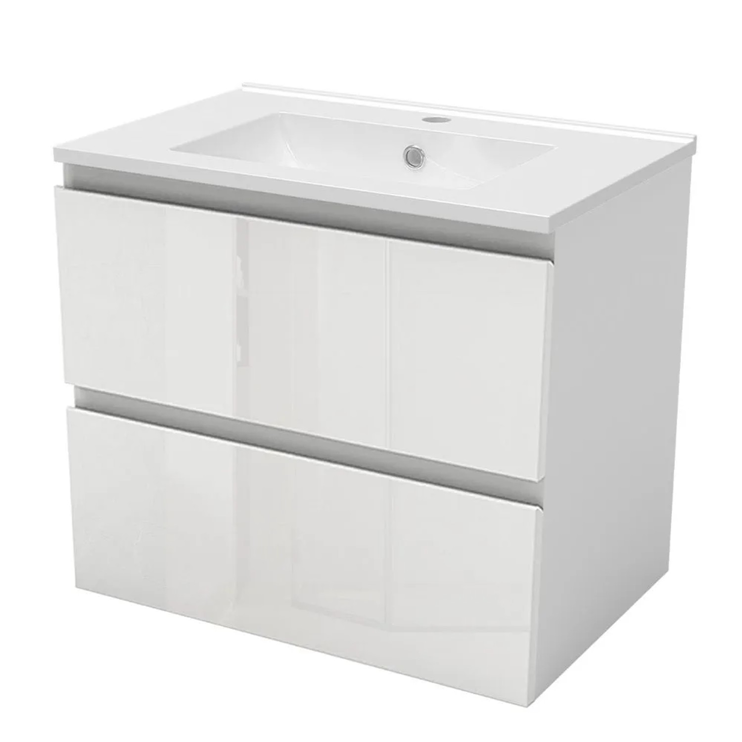 AICA Waschbecken mit Unterschrank 60 cm Aalst Badmöbel Set Waschtisch mit Unterschrank Weiß Hochglanz Softclose 2 tlg.