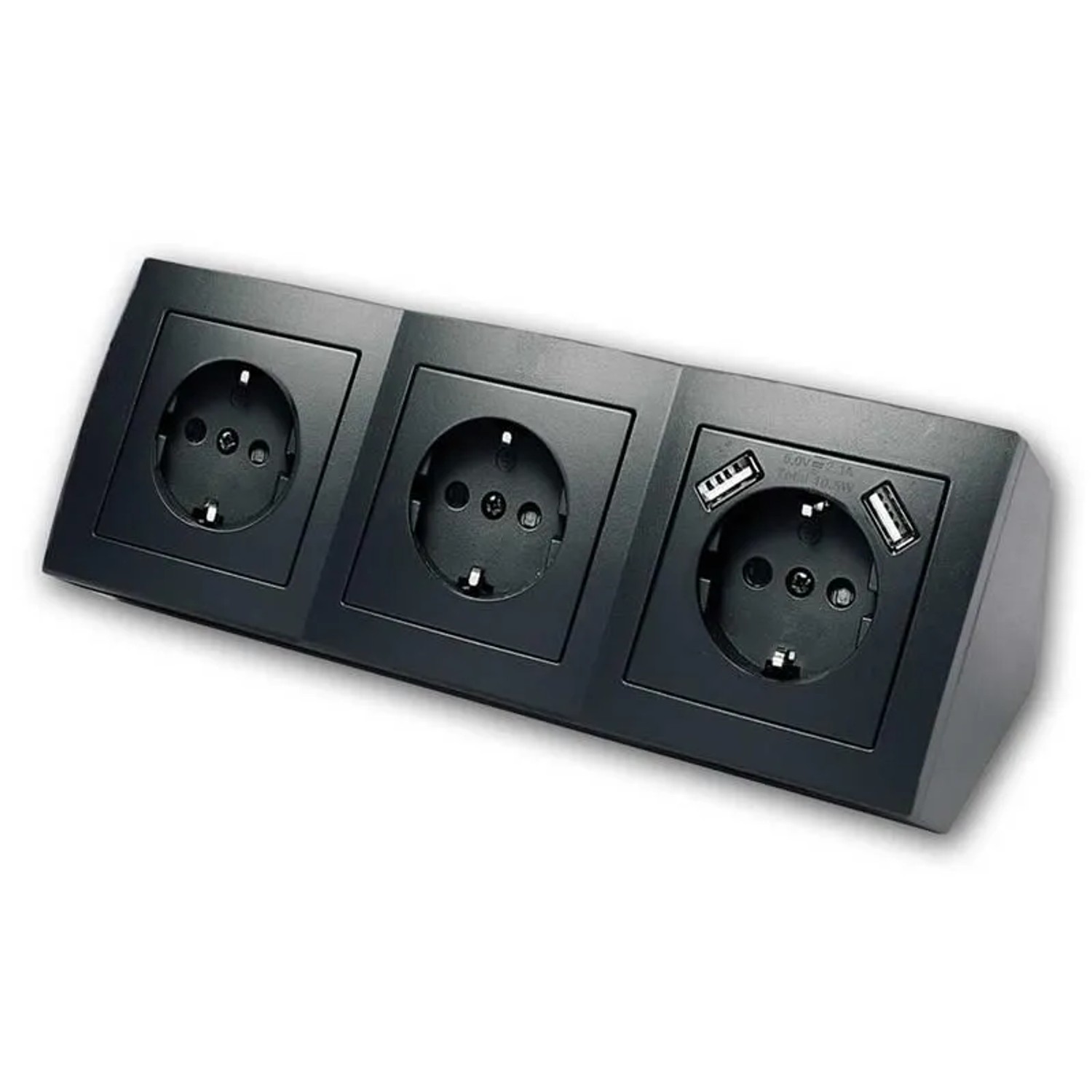 McPower Steckdosenblock Flair 3-Fach Schwarz Mit 2x Usb A