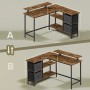 Songmics Schreibtisch Brandon, L-Form mit Monitorständer, Braun-Schwarz, flexible Montage der Schubladen.