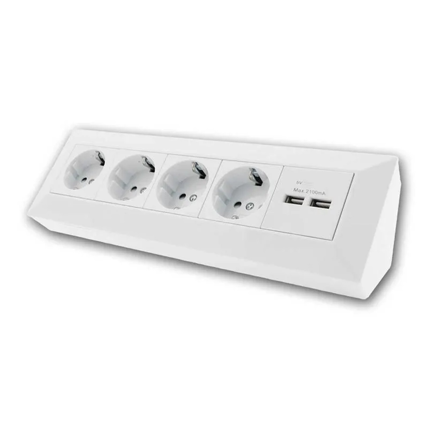 ChiliTec 4-Fach Steckdosenblock 2x USB Weiß 250V 16A