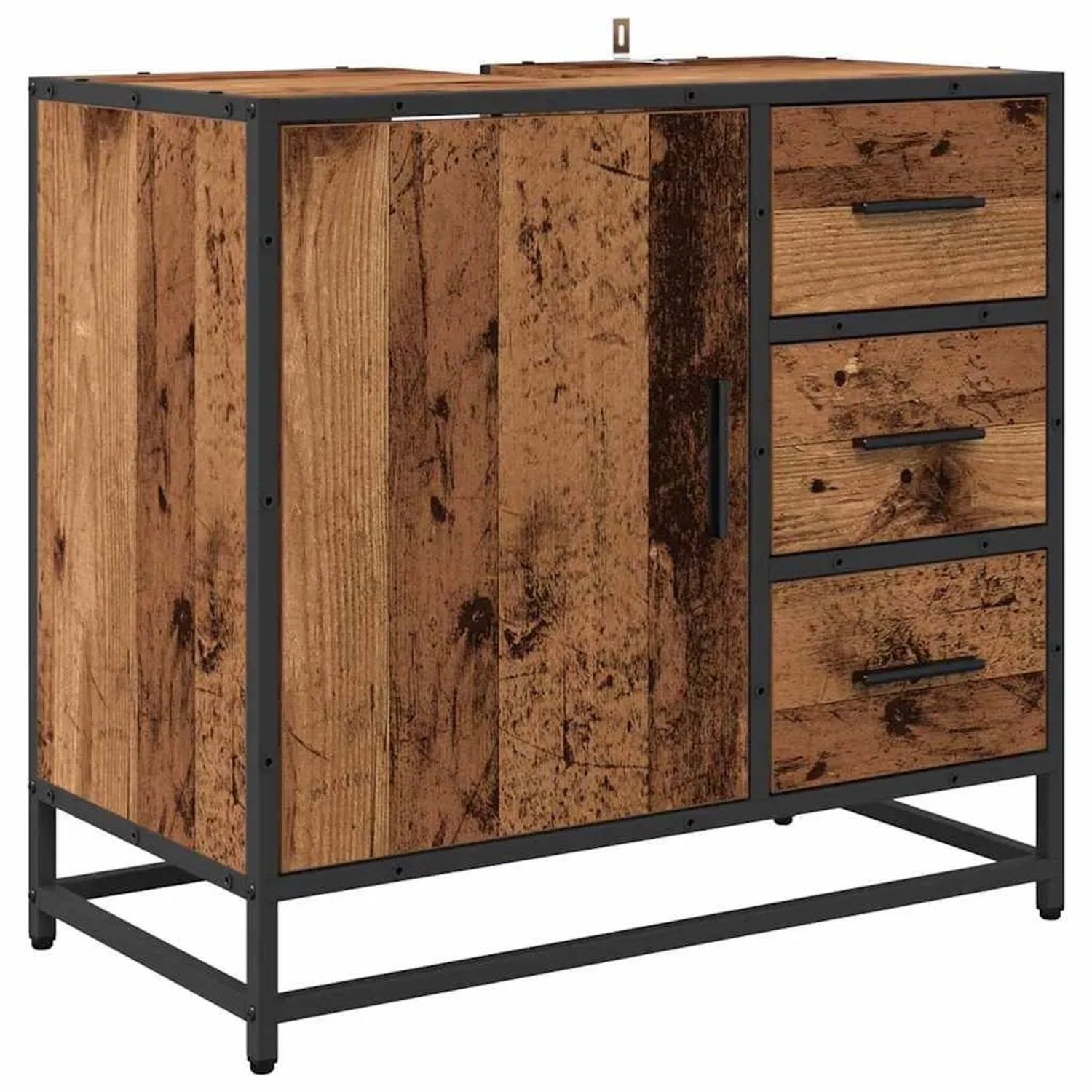 vidaXL Badezimmerschrank mit Tür Altholz 65 x 33 x 60 cm Holzwerkstoff 883624