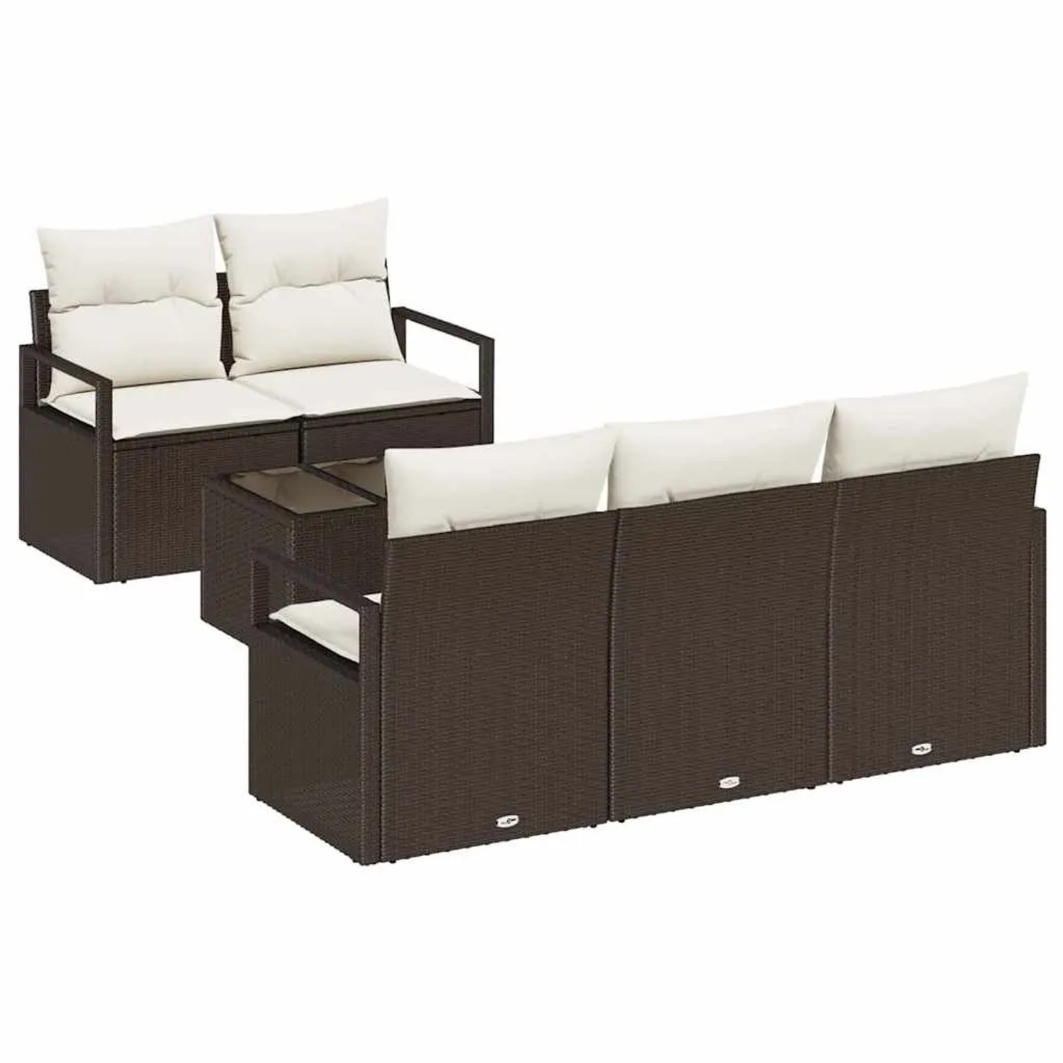 vidaXL Gartensofa-set mit Kissen 6-Tlg Braun und Creme Poly-Rattan 3354927 günstig online kaufen