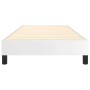 Weißes Boxspringbettgestell 90x200 cm aus Kunstleder, mit Lattenrost und schwarzen Beinen.
