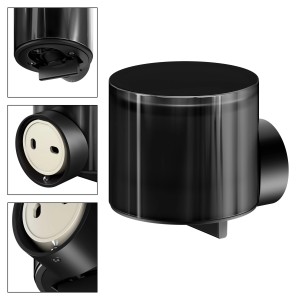Keuco Lotionspender Reva Black Selection, 150 ml, in Schwarz-Matt mit Wandhalterung und Glasaufsatz.