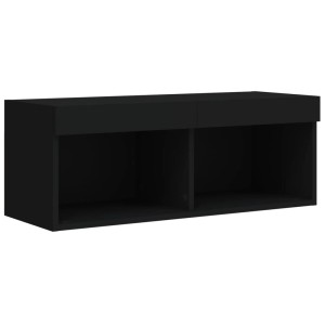 Schwarzer VidaXL TV-Schrank mit LED, 80x30x30 cm, zur Wandmontage. Wohnwand-Element mit Stauraum.