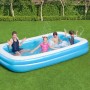 Blauer Bestway Family Pool, 305x183x46 cm, mit spielenden Kindern im Garten.