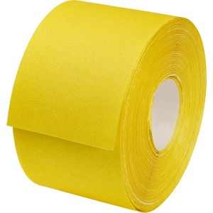 Gelbe LUX Schleifpapierrolle Holz, 115mm x 50m, Körnung K240, für Handschliff und Maschinen.