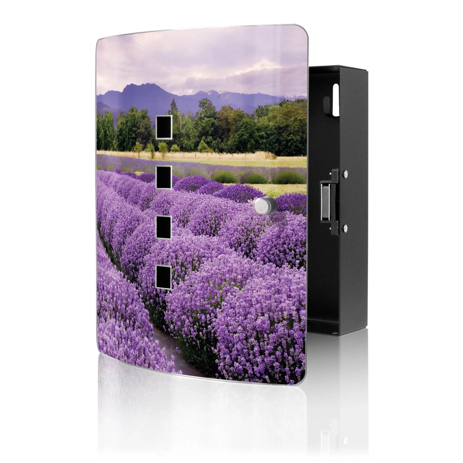 Banjado Design Schlüsselkasten Aus Edelstahl Für 10 Schlüssel 24x21,5x7cm Mit Magnetverschluss Motiv Lavendel 1