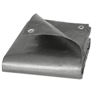 Graue WOLTU Abdeckplane 4x4m, wasserdicht, 180 g/m² PE Plane mit Ösen.