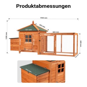 Wiltec Nagerhaus 1950X635X1200Mm Hasenstall Hühnerstall Nistkasten Kleintierhaus
