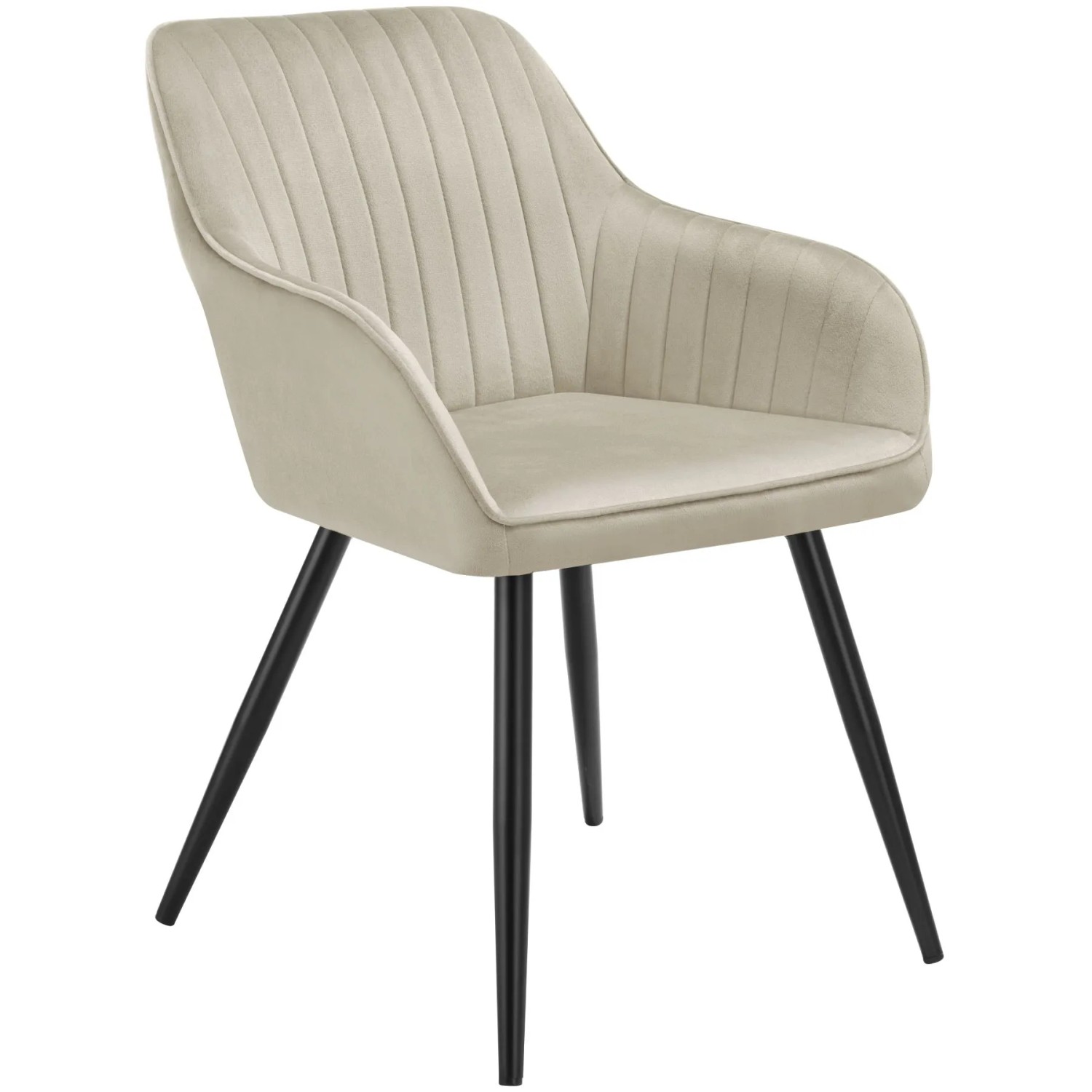 Tectake Esszimmerstuhl Marilyn Gepolstert  In Samtoptik  Gesteppt Durchgehende Lehne  62 x 58 x 82 cm Creme Schwarz
