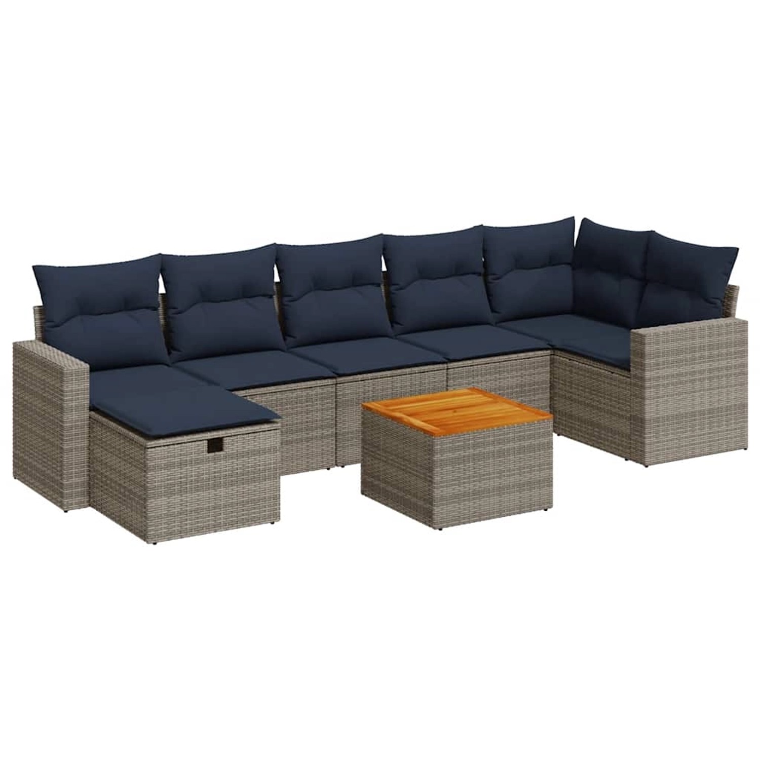 vidaXL 8-Tlg Garten-Sofagarnitur mit Kissen Grau Poly Rattan 3325799 günstig online kaufen
