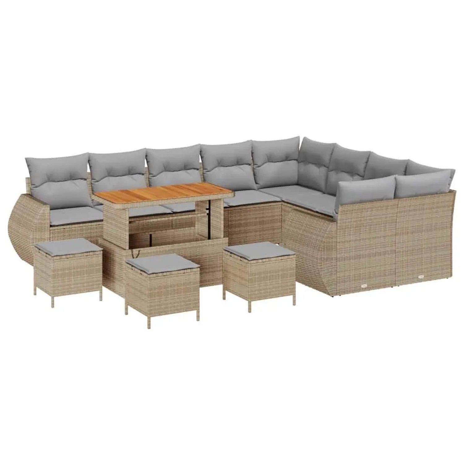 vidaXL Gartensofa-set mit Kissen 13-Tlg Beige und Hellgrau Poly-Rattan 3363 günstig online kaufen