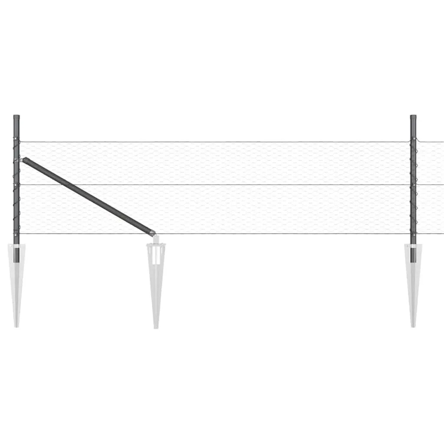 vidaXL Zaun mit Pfosten Grau 0,8 x 100 m PVC-beschichteter Stahl 3353304 günstig online kaufen