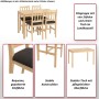 Esszimmer-Set Landhausstil: Kiefernholz-Tisch und 4 Stühle mit gepolsterten Sitzen. Stabile Sitzgruppe für Ihr Zuhause.