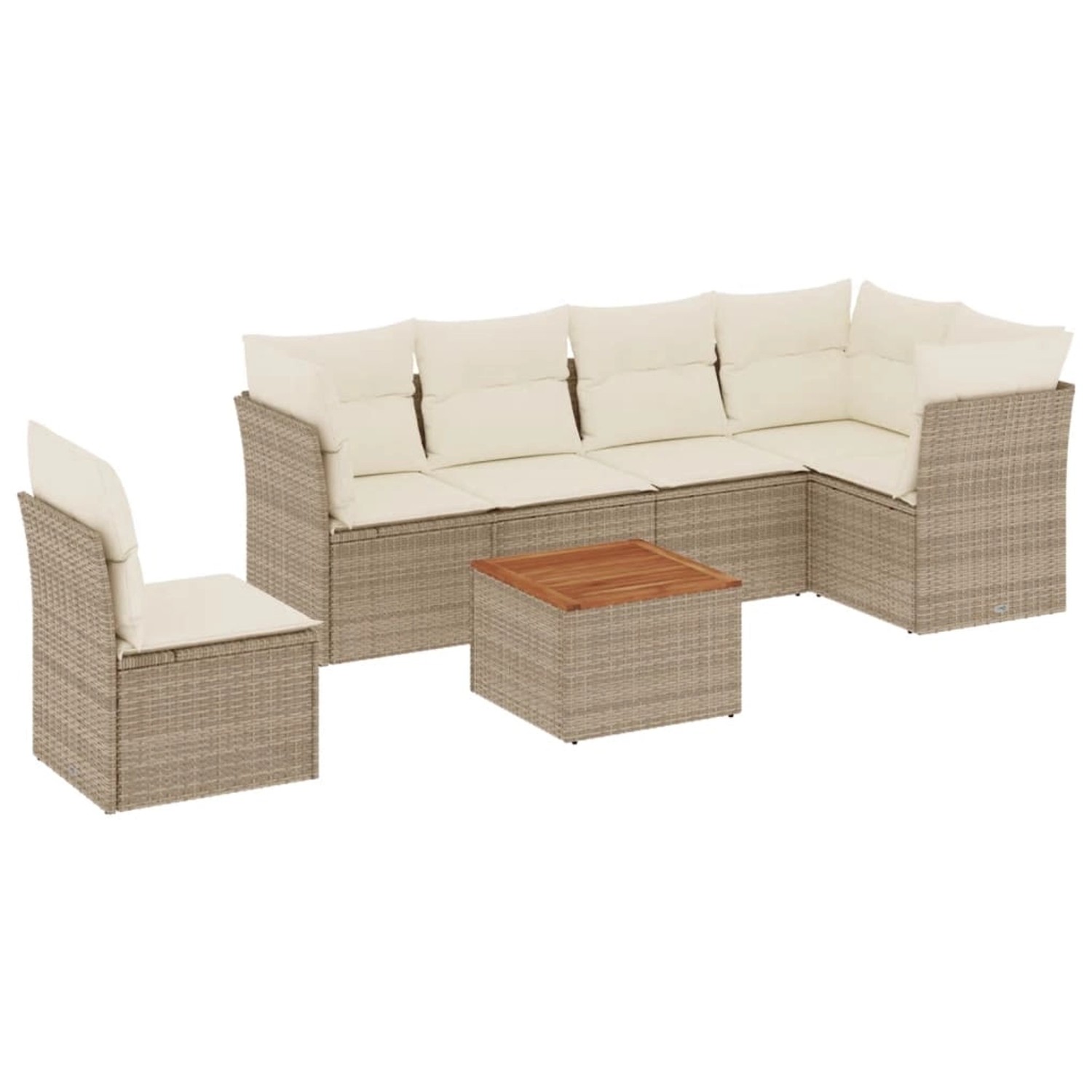 vidaXL 7-Tlg Garten-Sofagarnitur mit Kissen Beige Poly Rattan 3255995 günstig online kaufen
