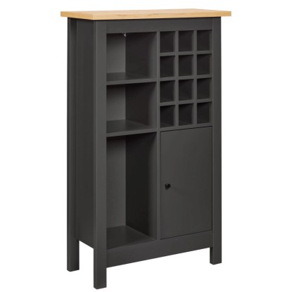 Weinschrank Nellina für Küche oder Wohnzimmer 77 cm x 33 cm x 124 cm Antrhazit