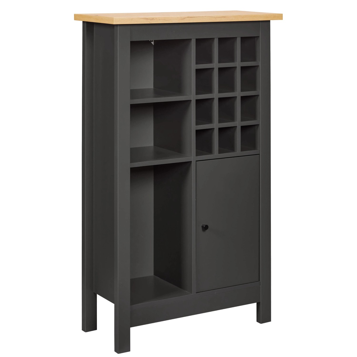 Weinschrank Nellina für Küche oder Wohnzimmer 77 cm x 33 cm x 124 cm Antrhazit