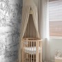 ESTAhome Fototapete Dschungeltiere in Schwarz-Weiß im Kinderzimmer mit Babybett.
