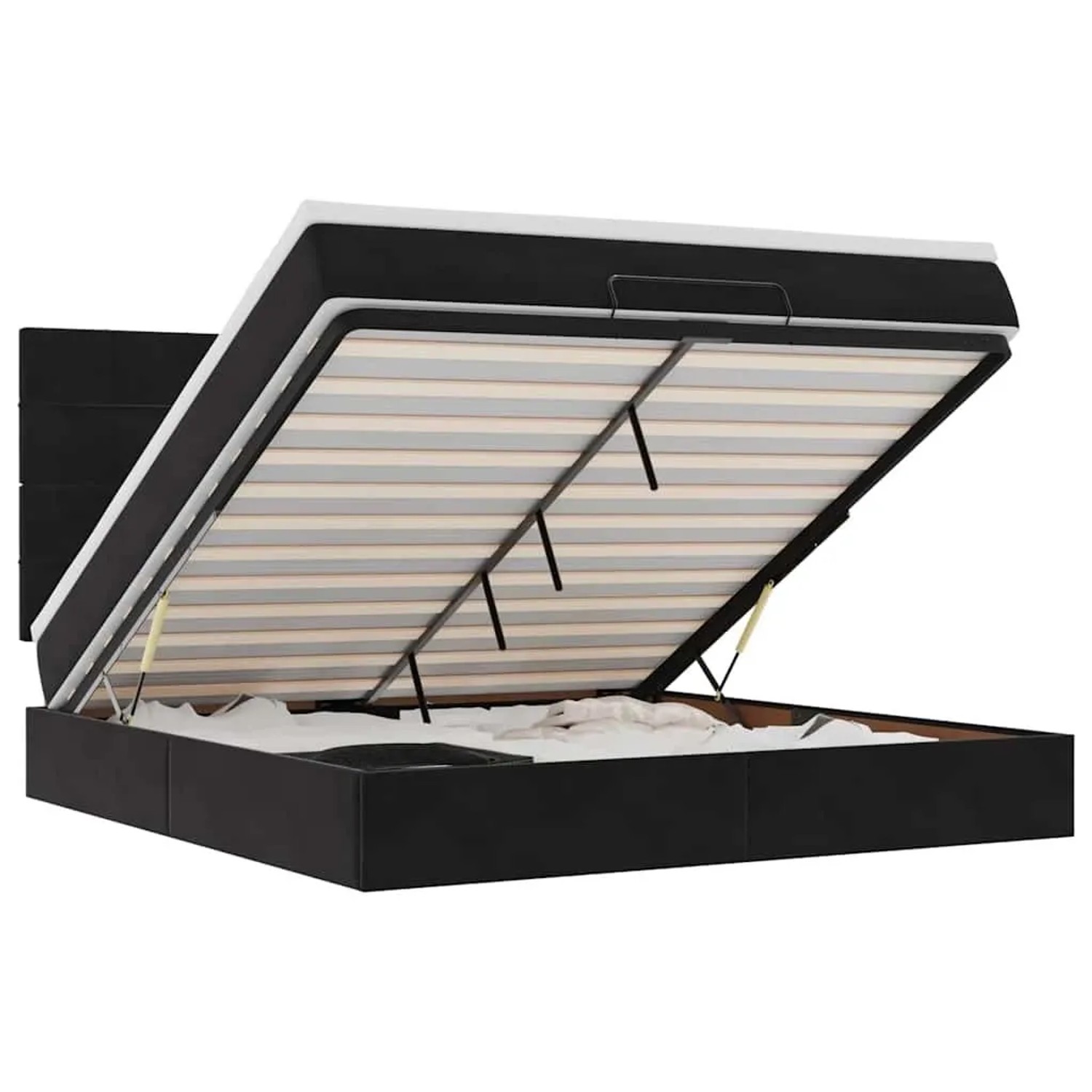 vidaXL Ottoman-Bett mit Matratzen Schwarz 180x200 cm Samt 3313489