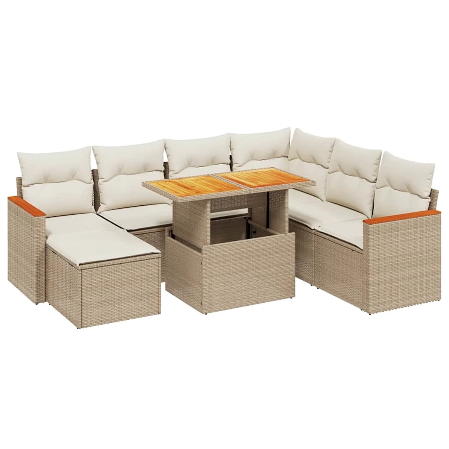 vidaXL 8-Tlg Garten-Sofagarnitur mit Kissen Beige Poly Rattan 3276054 günstig online kaufen