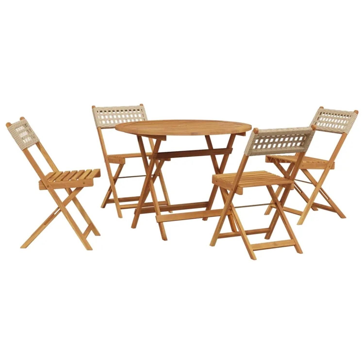 vidaXL 5-Tlg Garten-Essgruppe Beige Poly Rattan und Massivholz 3281768