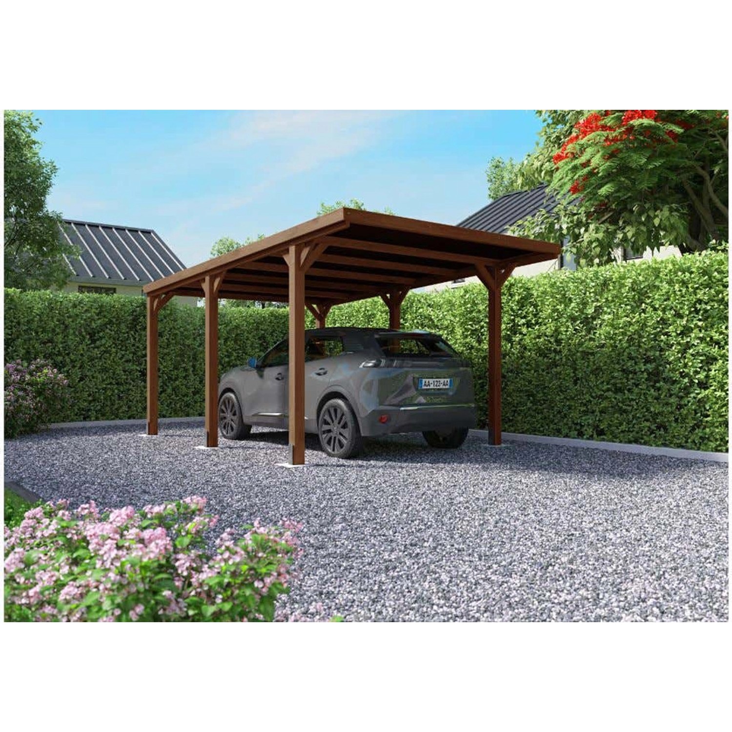 Alpholz Carport Victor Kiefer KDI Braun B 322 cm x T 511 cm