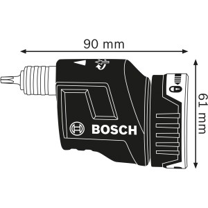 Bosch Professional GEA FC2 Exzenter-Aufsatz zum Schrauben, Seitenansicht mit Maßangaben.