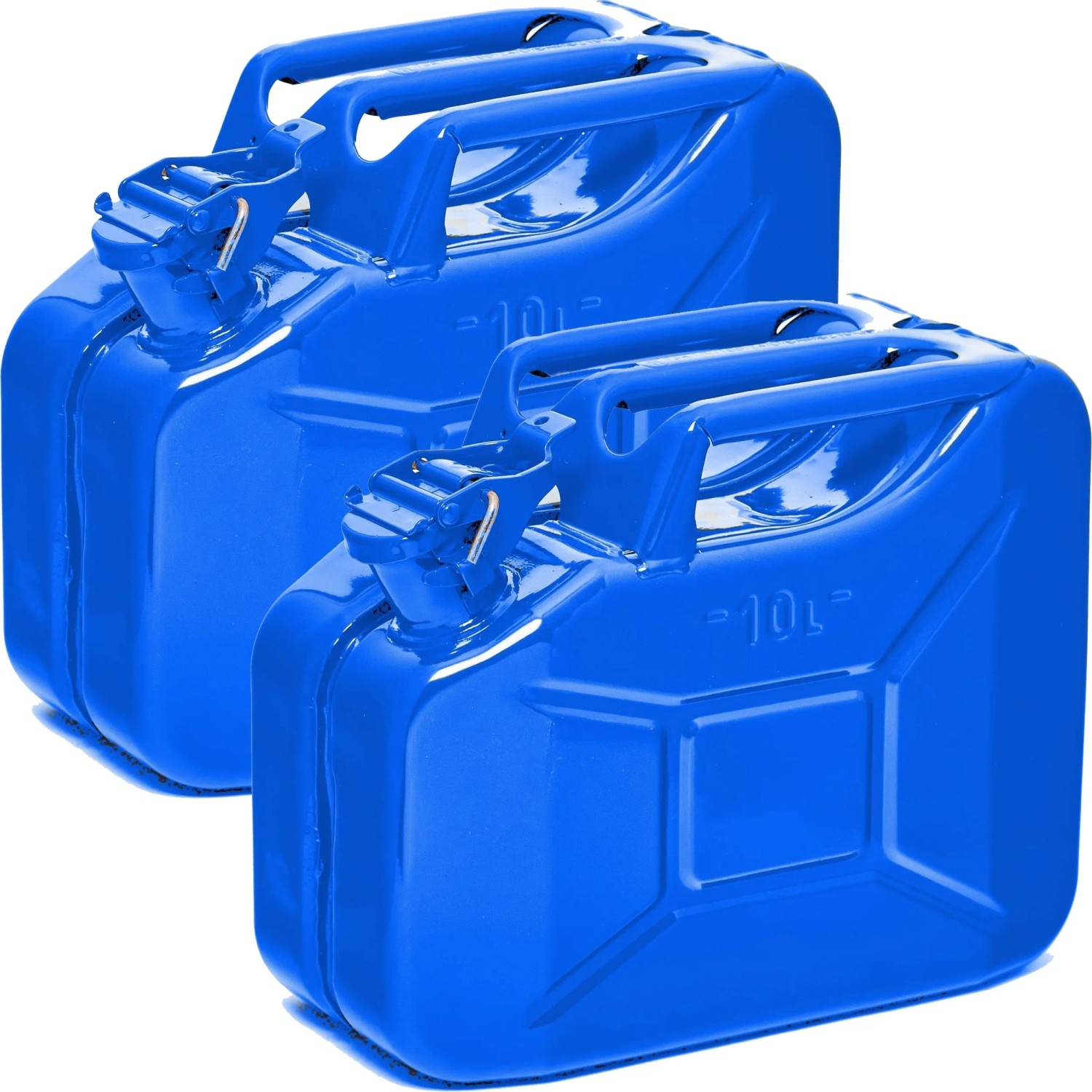 BW Kraftstoffkanister Metall Benzinkanister 2x 10 Liter Blau RAL 5005 TÜV-geprüft und UN-Zulassung Made in Europe