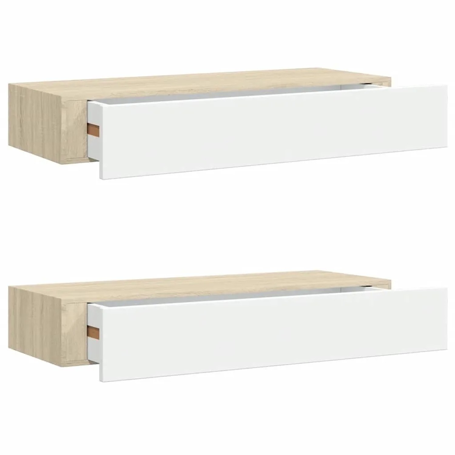 vidaXL Wandschubladenregale 2 Stk Eiche und Weiß 60x23,5x10cm MDF 330264