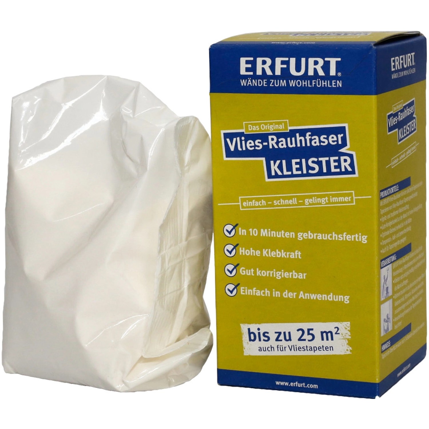 Erfurt Vlies-Rauhfaser-Kleister 200g Packung, Pulverkleister für Vliestapeten.