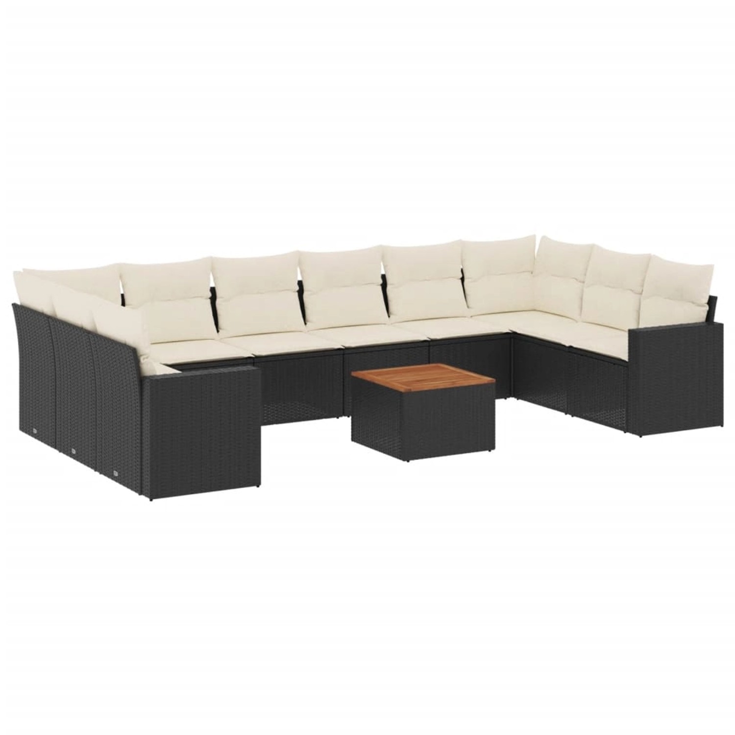 vidaXL 11-Tlg Garten-Sofagarnitur mit Kissen Schwarz Poly Rattan 3256623 günstig online kaufen